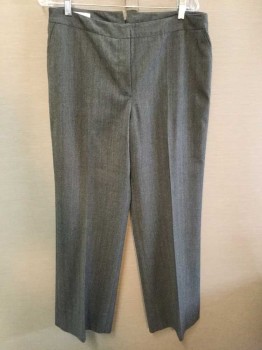 Womens, Suit, Pants, Jones New York, Charcoal Gray, Polyester, Rayon, Herringbone, 14, Flat Front, Side Pockets, Straight Leg