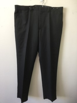 DOCKERS, Black, Polyester, Solid, Flat Front, Zip Front,