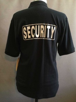 LAW PRO, Black, Cotton, Polyester, Solid, Black, Short Sleeve,  "security"