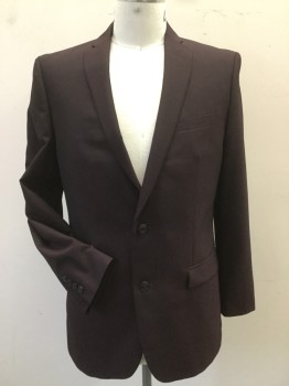 BARIII, Plum Purple, Wool, Polyester, Heathered, 2 Button Single Breasted, 3 Pockets, 2 Slits at Back
