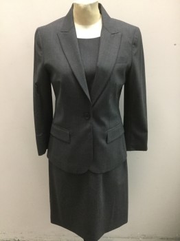 Womens, Suit, Jacket, THEORY, Charcoal Gray, Wool, Lycra, Solid, B: 34, 6, Single Breasted, 1 Button, 3 Pockets,