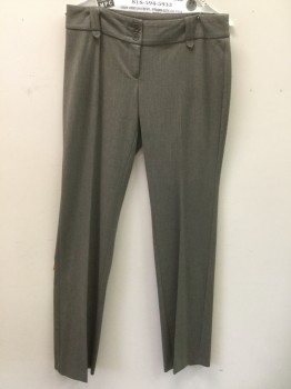 JACOB, Gray, Brown, Polyester, Viscose, Herringbone, Brownish-Gray Flat Front, 2 Buttons,  Belt Loops, Zip Fly