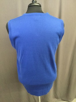 BLUE OCEAN, Dk Blue, Acrylic, Solid, V, Neck Sweater Vest