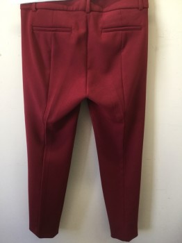 JCREW 365, Raspberry Pink, Polyester, Viscose, Solid, Flat Front, Two Inch Waist Band with Loops, Creased Legs, Ankle Length