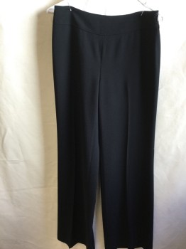 ANN TAYLOR, Black, Acetate, Polyester, Solid, 2" Waistband, Side Zip