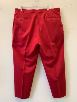 VANETTI, Red, Polyester, Solid, Pleated, Belt Loops