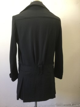 ALEXANDRE HERCHOVITC, Black, Wool, Solid, Collar Attached, Notched Lapel, Single Breasted, Button Front, 3 Pockets,