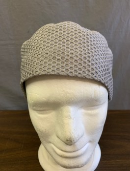 Unisex, Sci-Fi/Fantasy Hat, N/L MTO, Gray, Synthetic, Solid, Textured Material with Honeycomb Like Holes/Circles, Pillbox Cylindrical Shape, Unstructured, Plastic Buckle in Back