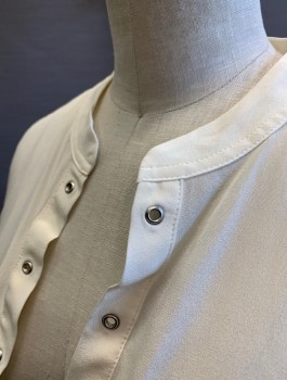 MADEWELL, Cream, Silk, Solid, Chiffon, L/S, Round Neck, Has Silver Grommets for Laces at Front (Missing Laces), 2 Pockets