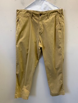 GAP, Khaki Brown, Cotton, Spandex, Solid, Mid Rise, Straight Leg, Zip Fly, 5 Pockets Including Watch Pocket, Belt Loops