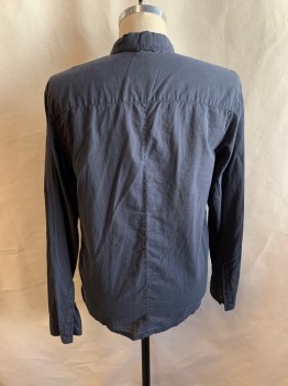 JAMES PERSE, Dk Gray, Cotton, Solid, Collar Attached, Button Front, Long Sleeves, 2 Button Cuffs