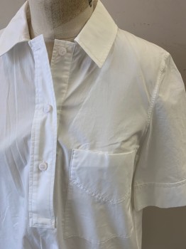 COS, White, Cotton, Solid, S/S, Half Button Front, Chest Pocket, Tunic/Shift