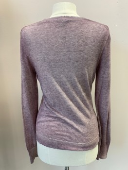 AVANT TOI, Dusty Purple, Wool, Cashmere, Solid, L/S, Distressed V-N, Mottled