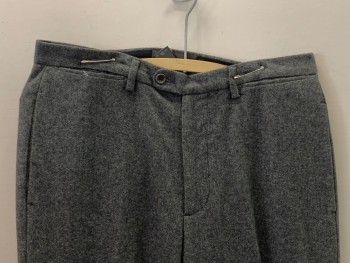 BANANA REPUBLIC, Charcoal Gray, Cream, Wool, 2 Color Weave, F.F, Side Pockets, Zip Front, Belt Loops,