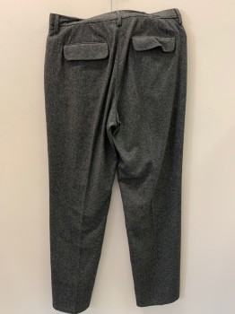BANANA REPUBLIC, Charcoal Gray, Cream, Wool, 2 Color Weave, F.F, Side Pockets, Zip Front, Belt Loops,