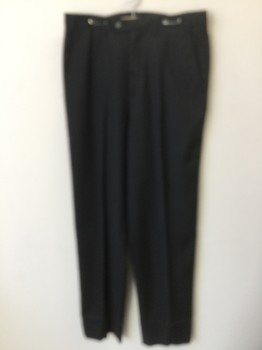 FERRECCI, Black, Wool, Polyester, Solid, Black, Flat Front, Zip Front, 4 Pockets