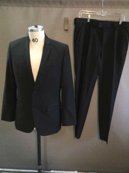 H&M, Black, Wool, Synthetic, Solid