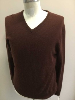 J CREW, Maroon Red, Cashmere, Solid, V-neck, Long Sleeves, Pullover,