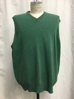 CORDINGS, Green, Wool, Heathered, Heather Green Knit, V-neck,
