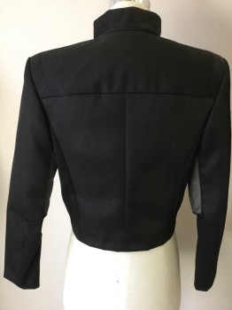 Unisex, Sci-Fi/Fantasy Jacket, MTO, Black, Gray, Nylon, Color Blocking, 38, Made To Order, Nylon Woven, Open Front, Stand Collar, Blue Piping Trim, No Lining