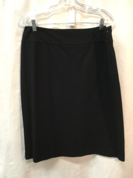 EILEEN FISHER, Black, Poly/Cotton, Lycra, Solid, Jersey Knit, Wide Waist Band, Invisible Left Side Zipper