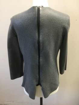 Mens, Sci-Fi/Fantasy Piece 1, N/L MTO, Gray, Metallic, Poly Vinyl Cloride, Synthetic, Solid, M, Top: Textured Shiny PVC, Long Sleeves, Round Neck, Center Back Zipper, Made To Order