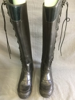 Womens, Sci-Fi/Fantasy Boots , ARIAT, Black, Leather, 6, Center Back Zipper, Quick Lace Up, Knee High,