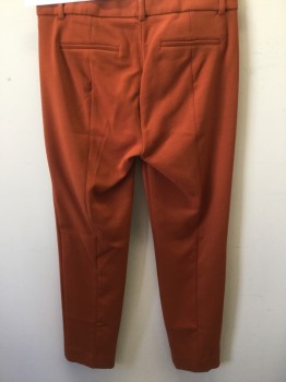 JCREW, Rust Orange, Polyester, Viscose, Solid, Flat Front, Two Inch Waist Band, Creased Legs, Ankle Length