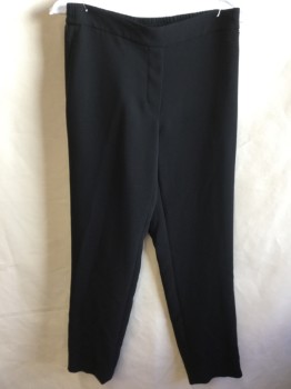 DKNY, Black, Viscose, Polyester, Solid, 1.5" Waistband Front with Elastic Back, Fake Zip Front, 2 Side Pockets