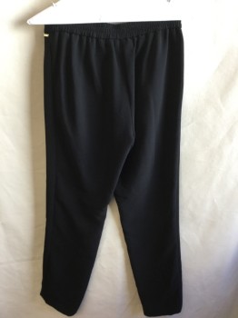 DKNY, Black, Viscose, Polyester, Solid, 1.5" Waistband Front with Elastic Back, Fake Zip Front, 2 Side Pockets