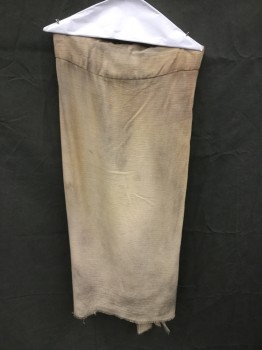 Mens, Historical Fiction Skirt, MTO, Tan Brown, Cotton, Solid, W 34, Egyptian Skirt, Velcro Tab Front Closure, 2" Waistband, Pleated Front Panel Raw Hem, Aged/Distressed