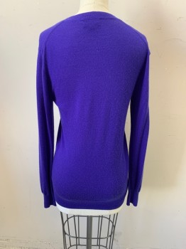 Womens, Pullover, J. CREW, Purple, Cashmere, XS, V-neck, Pullover, Long Sleeves, Rib Knit Waist & Cuffs