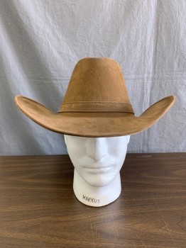 Mens, Cowboy Hat, NO LABEL, Brown, Suede, Solid, 7 1/2, Brown Band