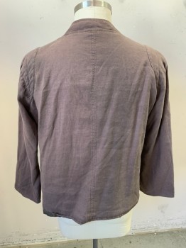 Mens, Jacket, MTO , Gray, Cotton, Solid, XL, Ch: 48, Crossover Front with Snap, Asymmetric, V-neck, Long Sleeves, 1 Pocket, Stand Collar, Reinforced Shoulder, AGED