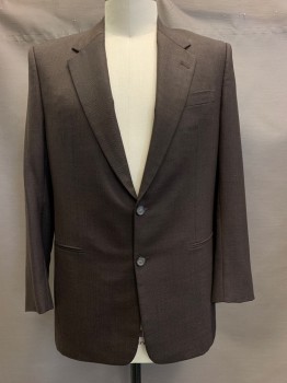NL, Dk Brown, Wool, Solid, 2 Buttons, Single Breasted, Notched Lapel, 3 Pockets, Made To Order,
