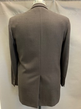 NL, Dk Brown, Wool, Solid, 2 Buttons, Single Breasted, Notched Lapel, 3 Pockets, Made To Order,
