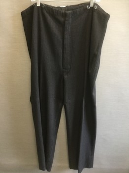 Mens, Pants 1890s-1910s, MTO, Black, Burnt Orange, Wool, Stripes, 44/30, Made To Order, High Rise, Button Fly, Suspender Buttons, Self Waistband, No Pockets,