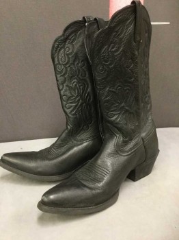 Womens, Cowboy Boots, ARIAT, Black, Leather, Floral, 8, Soft Leather, Black on Black Emboirdery
