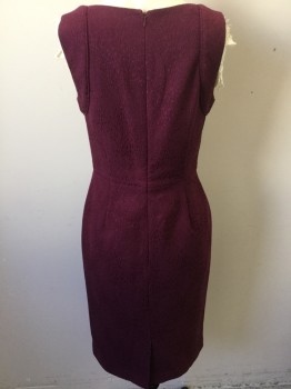 BANANA REPUBLIC, Maroon Red, Polyester, Cotton, Reptile/Snakeskin, Maroon Reptile with Solid Maroon Lining, Square Neck, Sleeveless, Zip Back, & Split Back