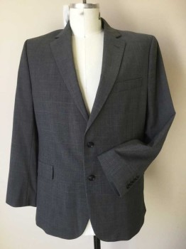 STAFFORD, Gray, Black, Olive Green, Wool, Polyester, Plaid, 2 Button, Single Breasted, 1 Welt Pocket, 2 Pockets with Flaps, 2 Vent Slits at Back