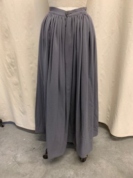 MTO, Slate Gray, Wool, Self Knit Horizontal Stripe, Gathered Waist, Side Button with Opening, Center Front and Center Back Seams
