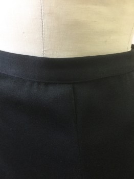 TRILOGY, Black, Polyester, Solid, 1" Wide Self Waistband, Darts at Waist, Lapped Zipper at Center Back, 1990's