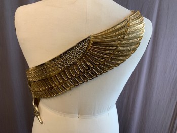Mens, Historical Fiction Piece 2, MTO, Gold, Metallic/Metal, Leather, Solid, 40/42, Egyptian, Gold Wings Wrap the Right Side of the Body with a Cobra Snake in the Center. Adjustable Leather Strap at Left Shoulder