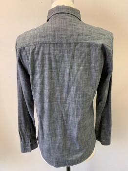 Mens, Casual Shirt, WEATHERPROOF, Dk Gray, Lt Gray, Cotton, Oxford Weave, S, Long Sleeves, Button Front, 7 Buttons, Button Down Collar, Chest Pocket, Button Cuffs
