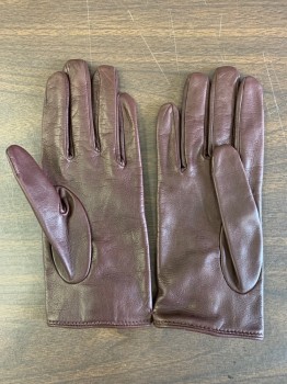 Womens, Leather Gloves, FRATELLI, Dk Brown, Leather, Solid, 7, 3 Buttons at Back of Wrist, Silk Knit Lining