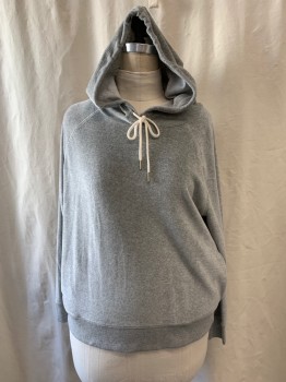 J CREW, Heather Gray, Poly/Cotton, Velour, Hooded, Drawstring, 2 Side Pockets