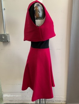 Womens, Dress, Sleeveless, MAJE, Magenta Pink, Black, Viscose, Polyester, Solid, S, Attached Over Top, Sheer Mesh Under Top, Above Knee Length, 2 Zippers at Center Back, Jewel Neckline, Racer Back, A-Line