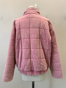 Womens, Casual Jacket, So, Coral Pink, Cotton, Polyester, Solid, S, Zip Front, 2 Pockets, Quilted Sew Pattern