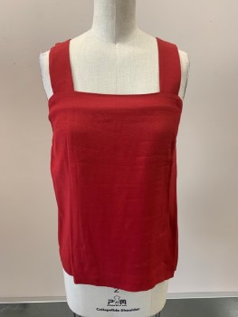 & OTHER STORIES, Paprika Red, Viscose, Solid, Square Neckline, Sleeveless