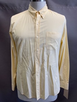 VINCE, Lt Yellow, Cotton, Check - Micro , L/S, Button Front, Button Down Collar, 1 Pocket,